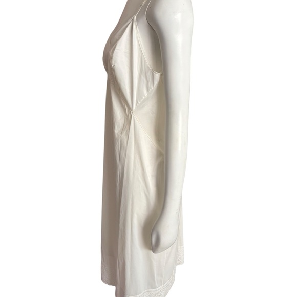 Vintage White Full Slip Dress Lingerie Lace Trim Undergarment Pin Up Style - Picture 7 of 11